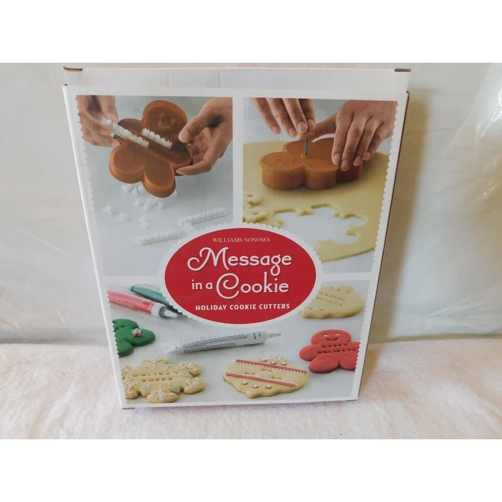 Williams Sonoma Christmas Message in a Cookie Holiday Cookie Cutter Set NIB